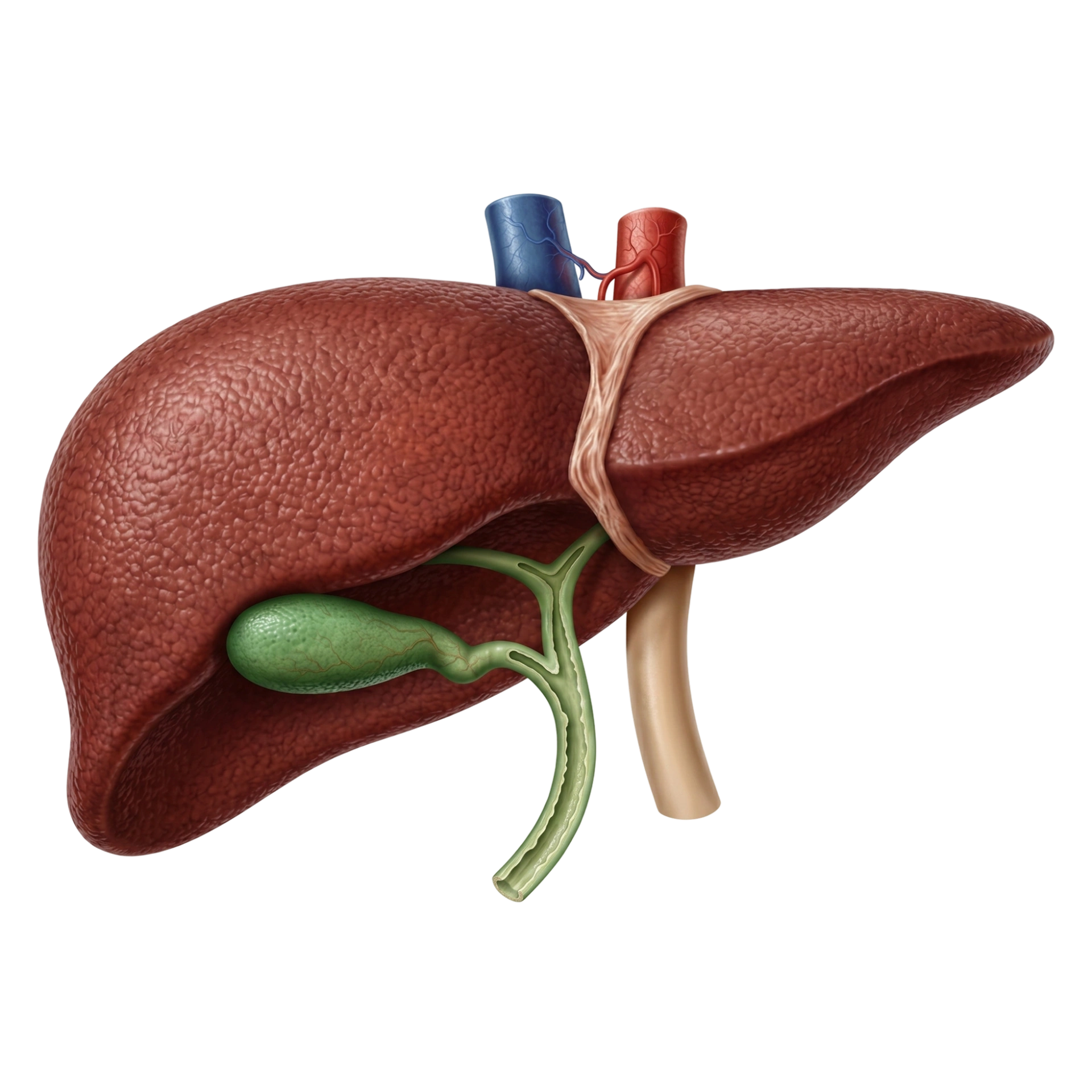 Rappresentazione di come scorre la bile dal fegato all'intestino